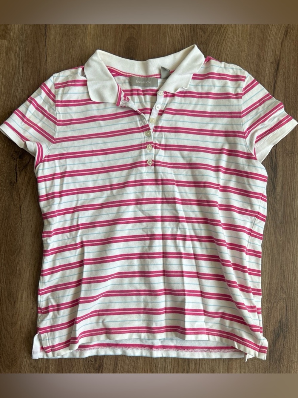 Pink, Light Blue & White Striped Polo